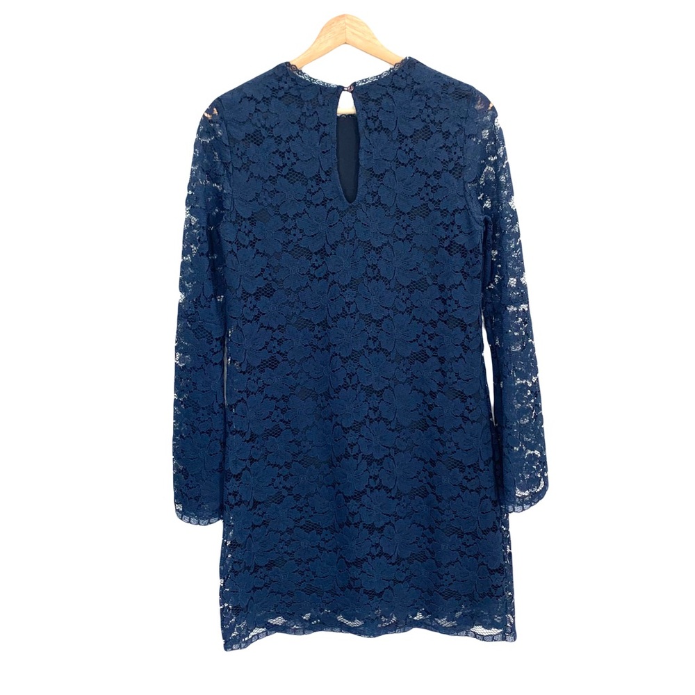 Navy Blue Long Sleeve Stretch Lace Mini Dress Medium Soprano for Macy’s Medium - Picture 2 of 10